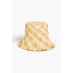 Ramona frayed checked straw bucket hat