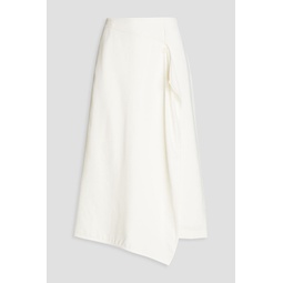 Wrap-effect stretch-crepe midi skirt