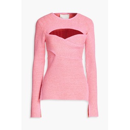 Cutout ribbed cotton-blend sweater