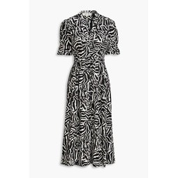 Erica zebra-print cotton-blend poplin midi dress