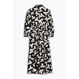 Luna floral-print cotton-jacquard midi shirt dress