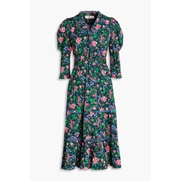 Leylani floral-print stretch cotton-poplin midi dress