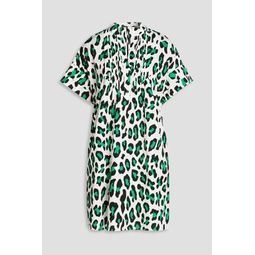 Fiona leopard-print cotton-blend poplin mini dress