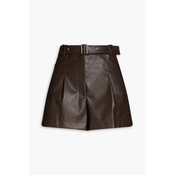 Pleated faux leather shorts