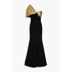 Gordellia Empire one-shoulder lame-paneled stretch-crepe gown
