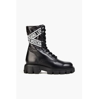 Shell and leather combat boots