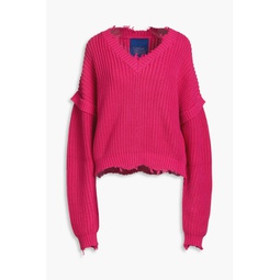 Deox distressed ribbed cotton sweater