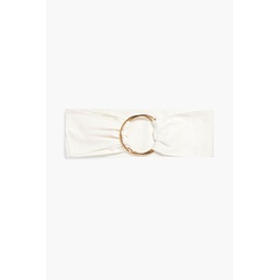 Ring-embelished cotton-blend twill belt