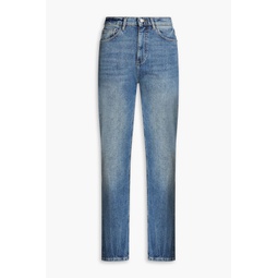 Emilie faded high-rise straight-leg jeans