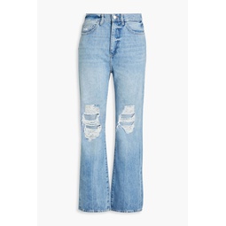 Emilie distressed high-rise straight-leg jeans