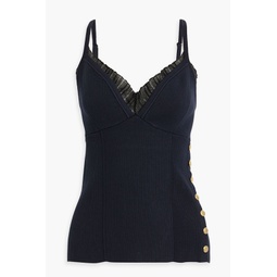 Button-detailed ribbed-knit camisole