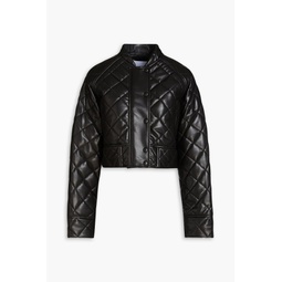 Ava cropped quilted faux leather jacket