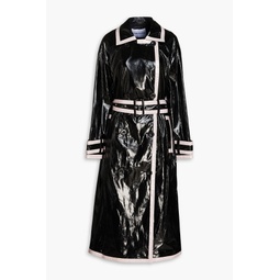 Katharina two-tone faux patent-leather trench coat
