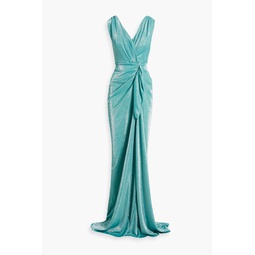 Draped glittered jersey gown