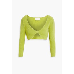 Cropped ribbed-knit top