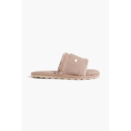 Muchas faux fur and suede slides