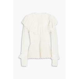 Ruffled crocheted cotton blouse