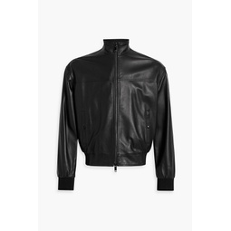 Printed leather bomber jacket