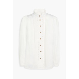 Bead-embellished ramie blouse