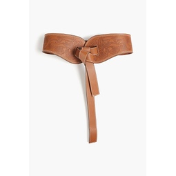 Embossed leather waist belt