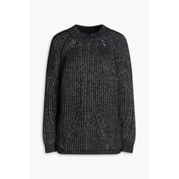 Metallic ribbed-knit sweater