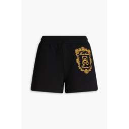 Embroidered French cotton-terry shorts