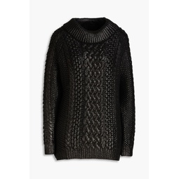 Coated cable-knit wool sweater