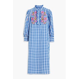 Polly embroidered gingham cotton midi dress
