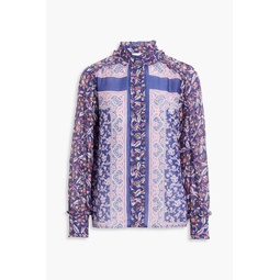 Ilona printed cotton and silk-blend voile shirt