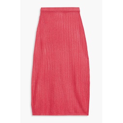 Shany metallic crochet-knit midi skirt