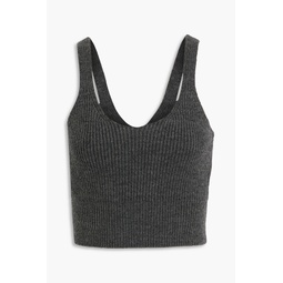 Cropped ribbed wool-blend top