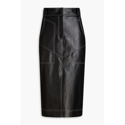 Faux leather midi pencil skirt