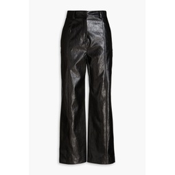 Crinkled faux leather straight-leg pants
