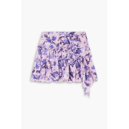 Filao bow-detailed printed silk crepe de chine mini skirt