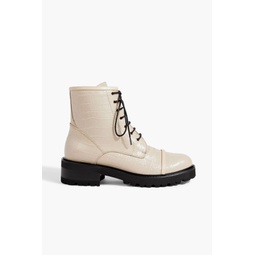 Bryce 20 croc-effect leather combat boots