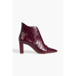 Clara 70 croc-effect leather ankle boots