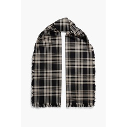 Checked brushed cotton-twill scarf