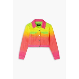 Cropped neon degrade denim jacket