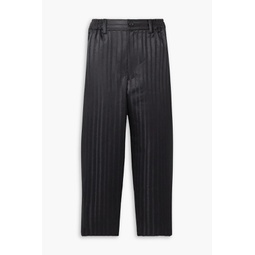 Cropped striped satin tapered pants