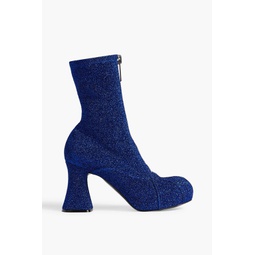 Groove metallic stretch-knit ankle boots