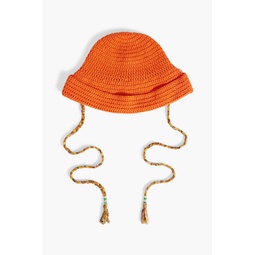 Embellished crocheted cotton bucket hat