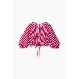 Cropped striped cotton-voile top