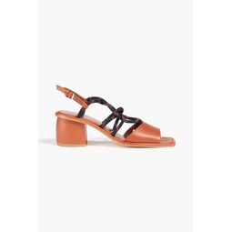 Raven leather and cord slingback sandals
