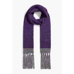 Fringed crochet-knit scarf
