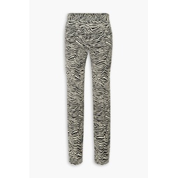 Zebra-jacquard stretch cotton-blend slim-leg pants