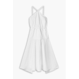 Tiered cotton-blend poplin midi dress