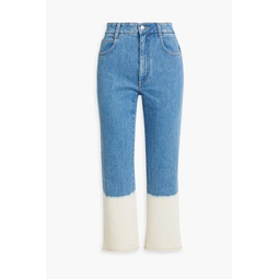 Two-tone high-rise straight-leg jeans