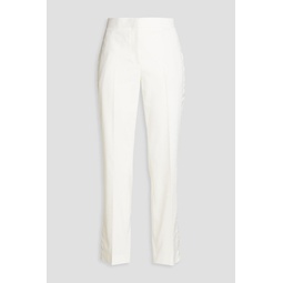 Satin-trimmed wool-blend tapered pants