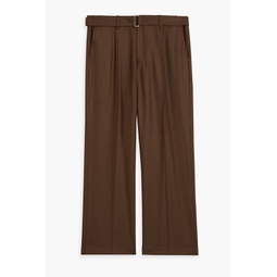 Belted wool-twill pants