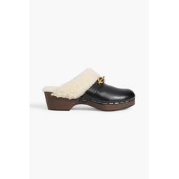 Shearling-lined leather clogs